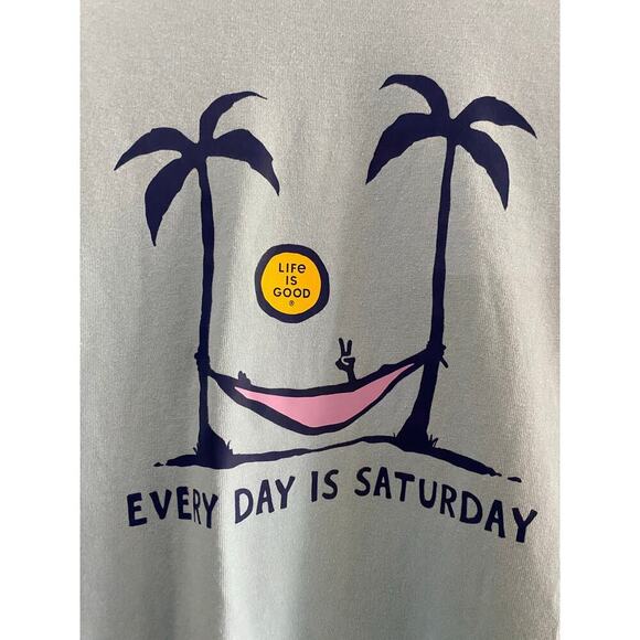 Life is Good Blue Short Sleeve Hammock & Palms Crew Neckline T-Shirt Size Large - Picture 4 of 7